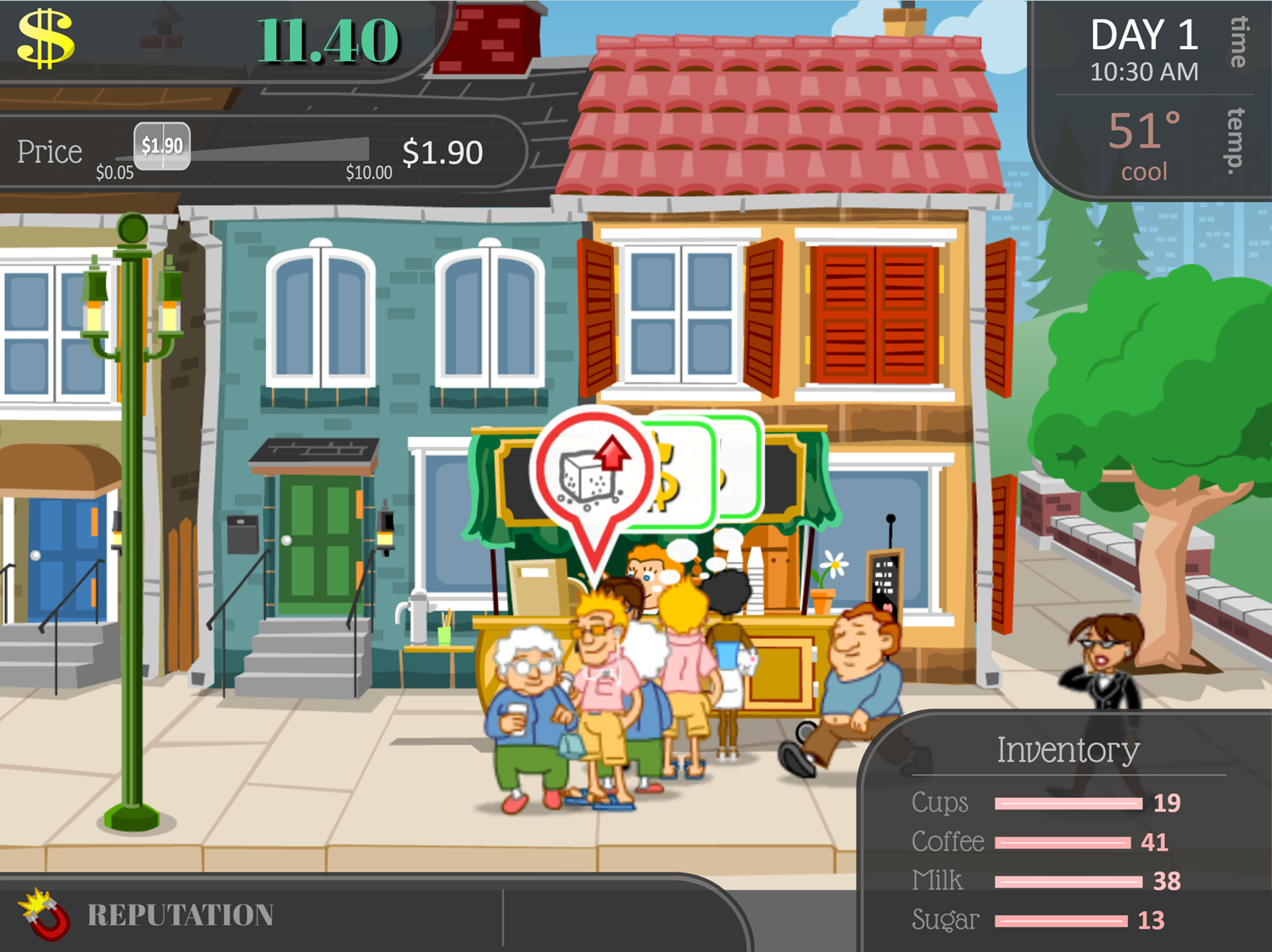 Coffee Shop Game Screenshot.