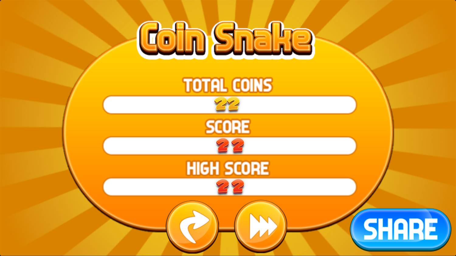 Coin Snake Score Screen Screenshot.