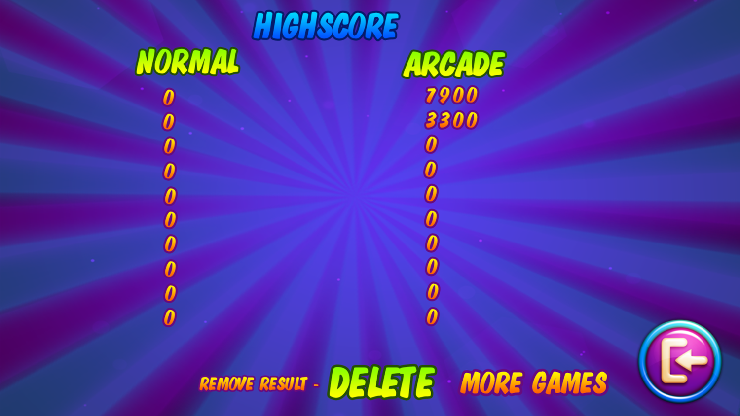 Collect More Candy Game Leaderboard Screenshot.