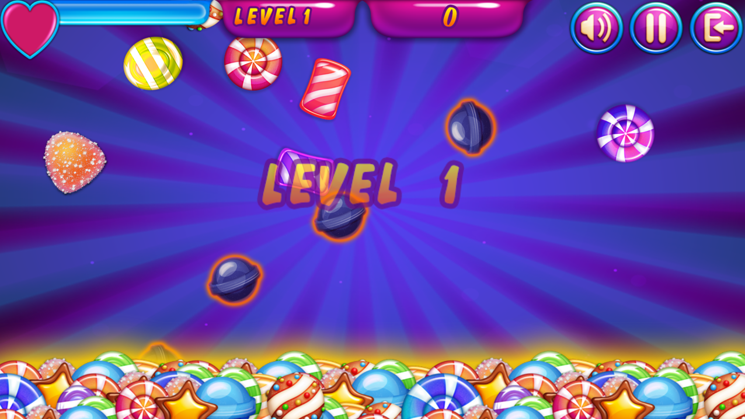 Collect More Candy Game Level Start Screenshot.