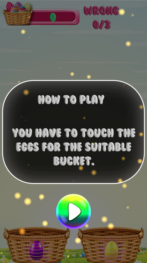 Collect the Easter Eggs Game Instructions Screen Screenshot.