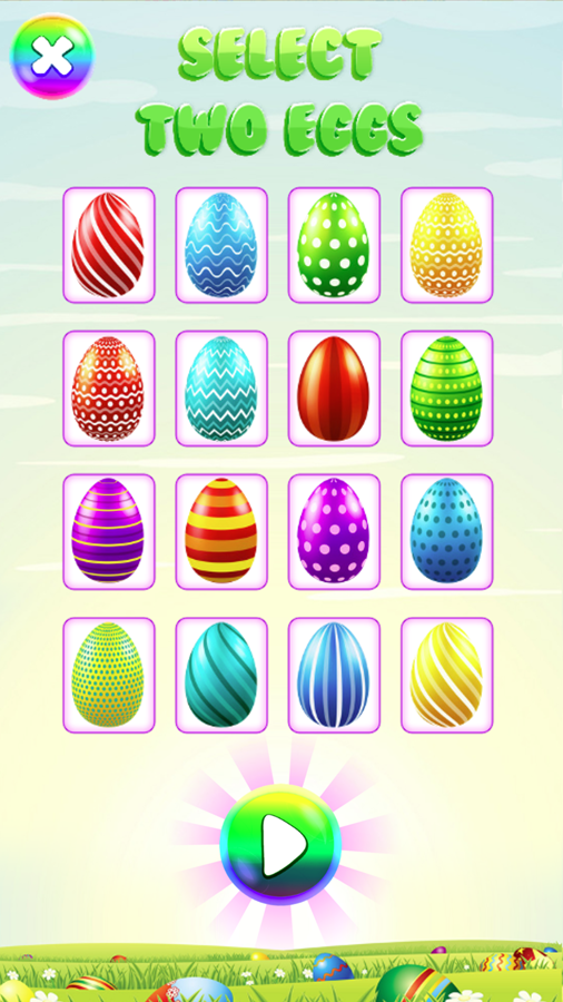 Collect the Easter Eggs Game Select Two Eggs Screen Screenshot.