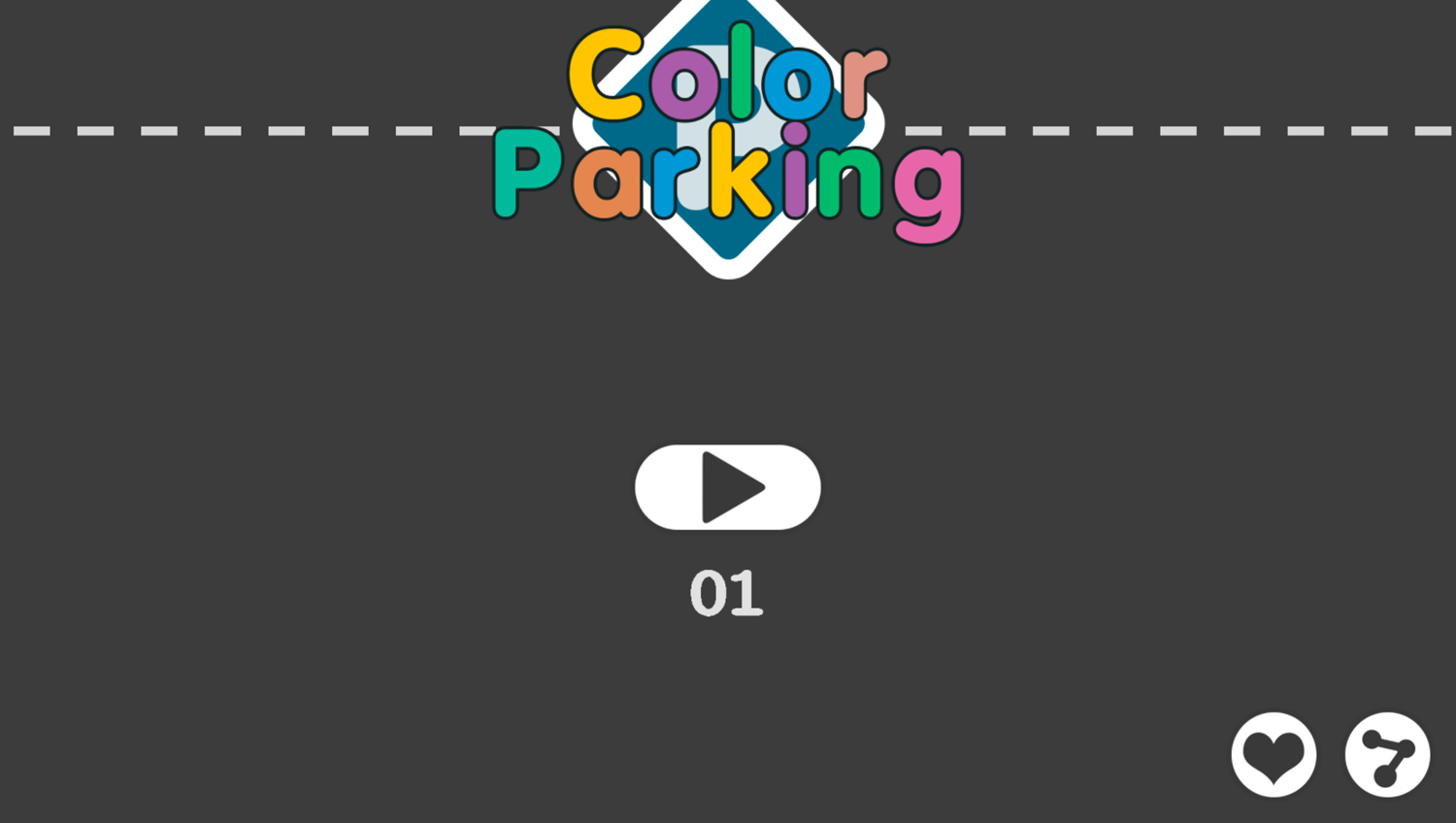 Color Parking Game Welcome Screen Screenshot.