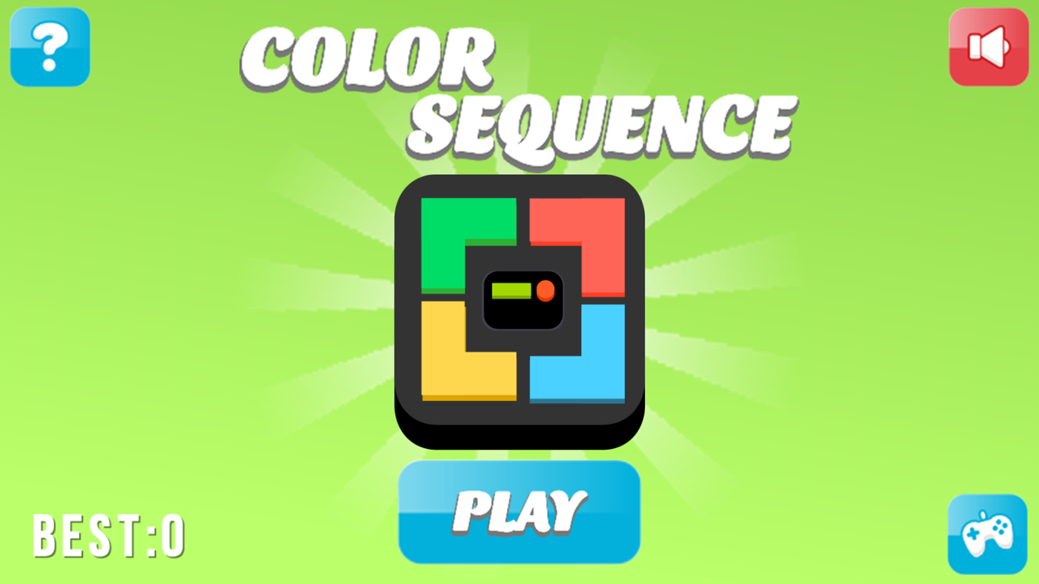 Color Sequence Game Welcome Screen Screenshot.