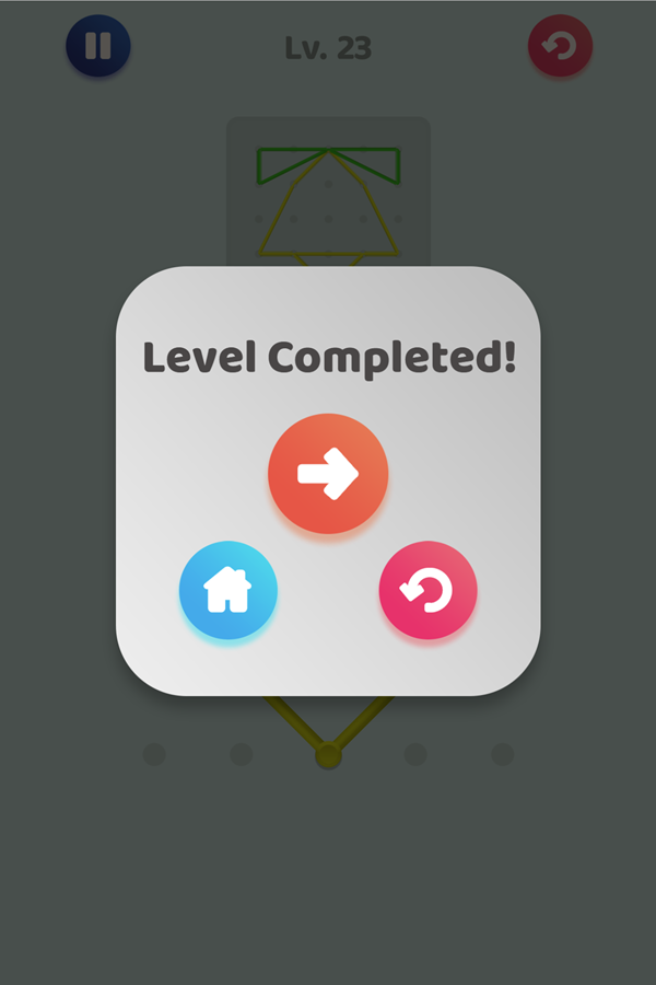 Color Strings Game Level Completed Screen Screenshot.