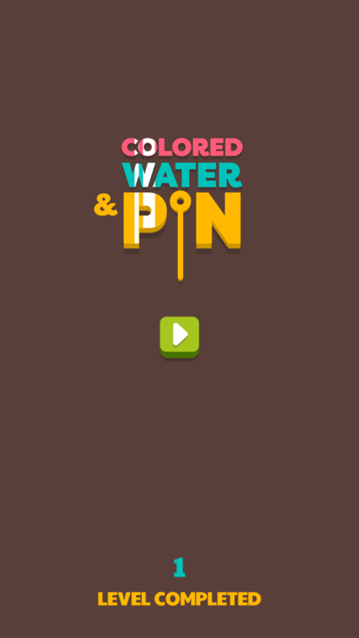 Colored Water and Pin Game Welcome Screen Screenshot.