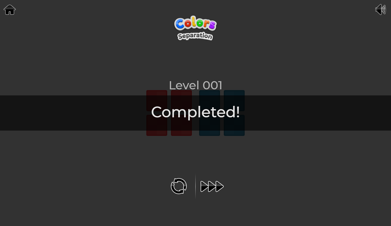 Colors Separation Game Level Completed Screenshot.
