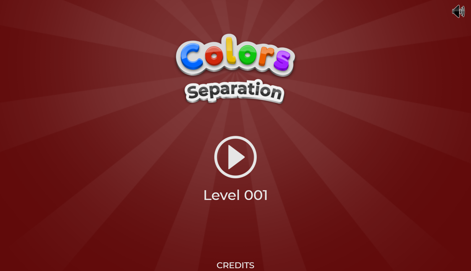 Colors Separation Game Welcome Screen Screenshot.