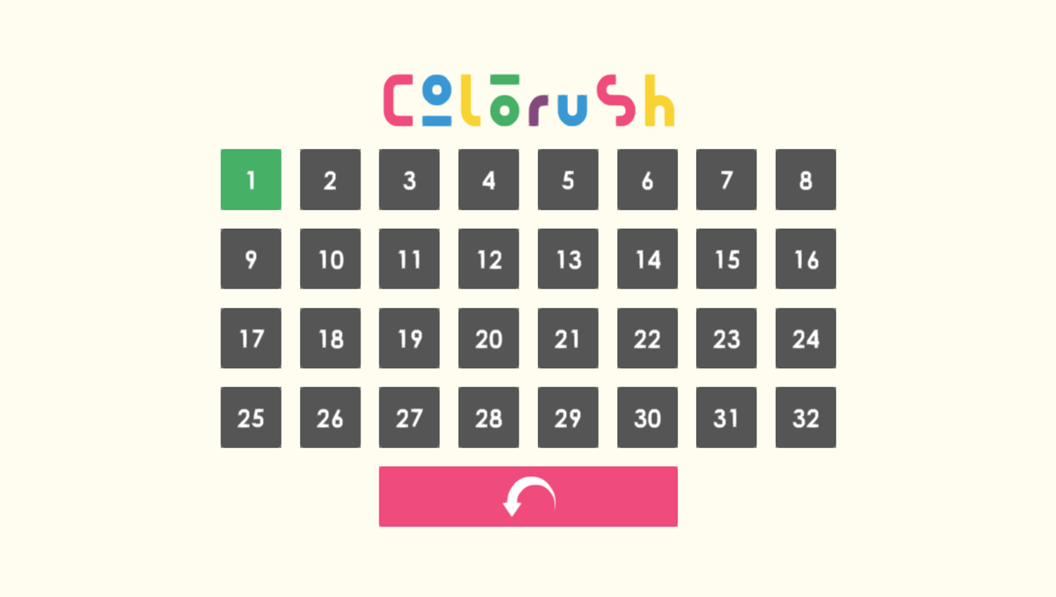 Colorush Game Level Select Screenshot.