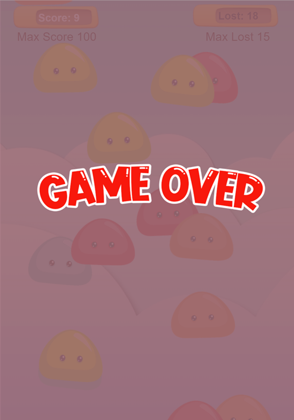 Colour Jelly Touch Game Over Screen Screenshot.