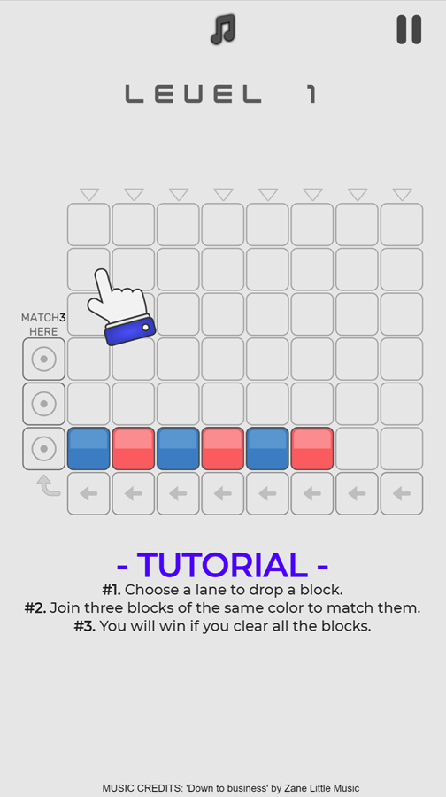 Combine Blocks Game Tutorial Screen Screenshot.