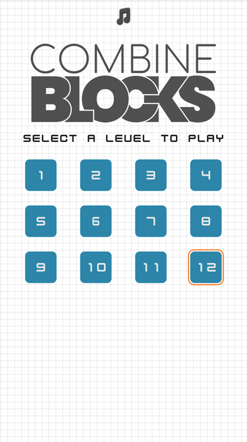 Combine Blocks Game Welcome Screen Screenshot.
