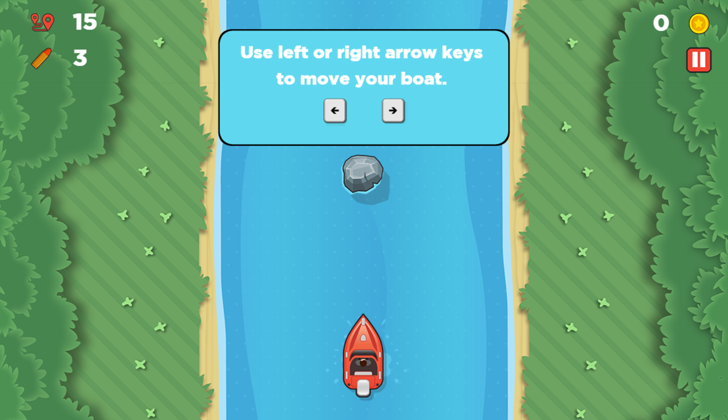 Commando Boat Game Controls Screenshot.