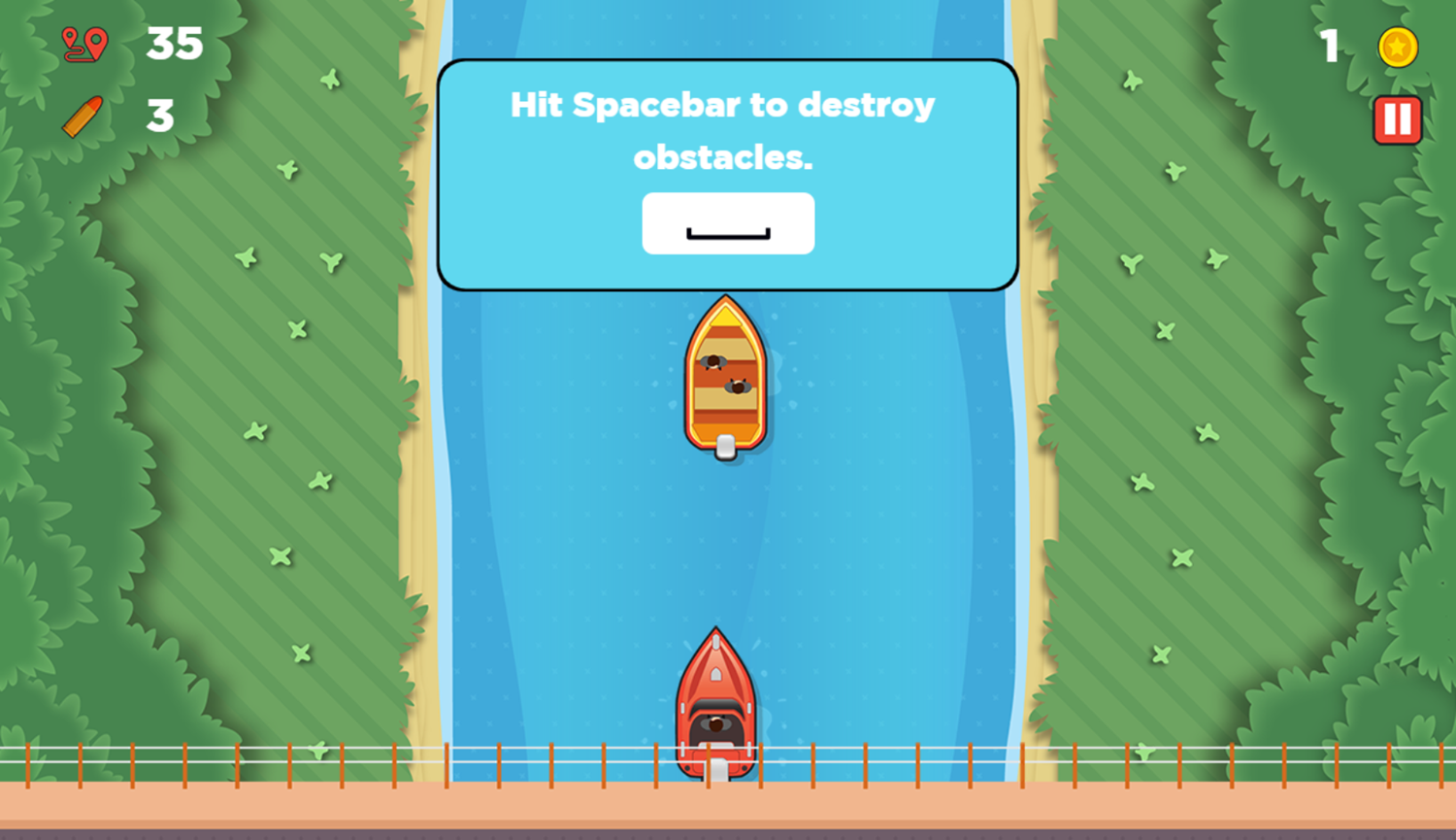 Commando Boat Game Instructions Screenshot.