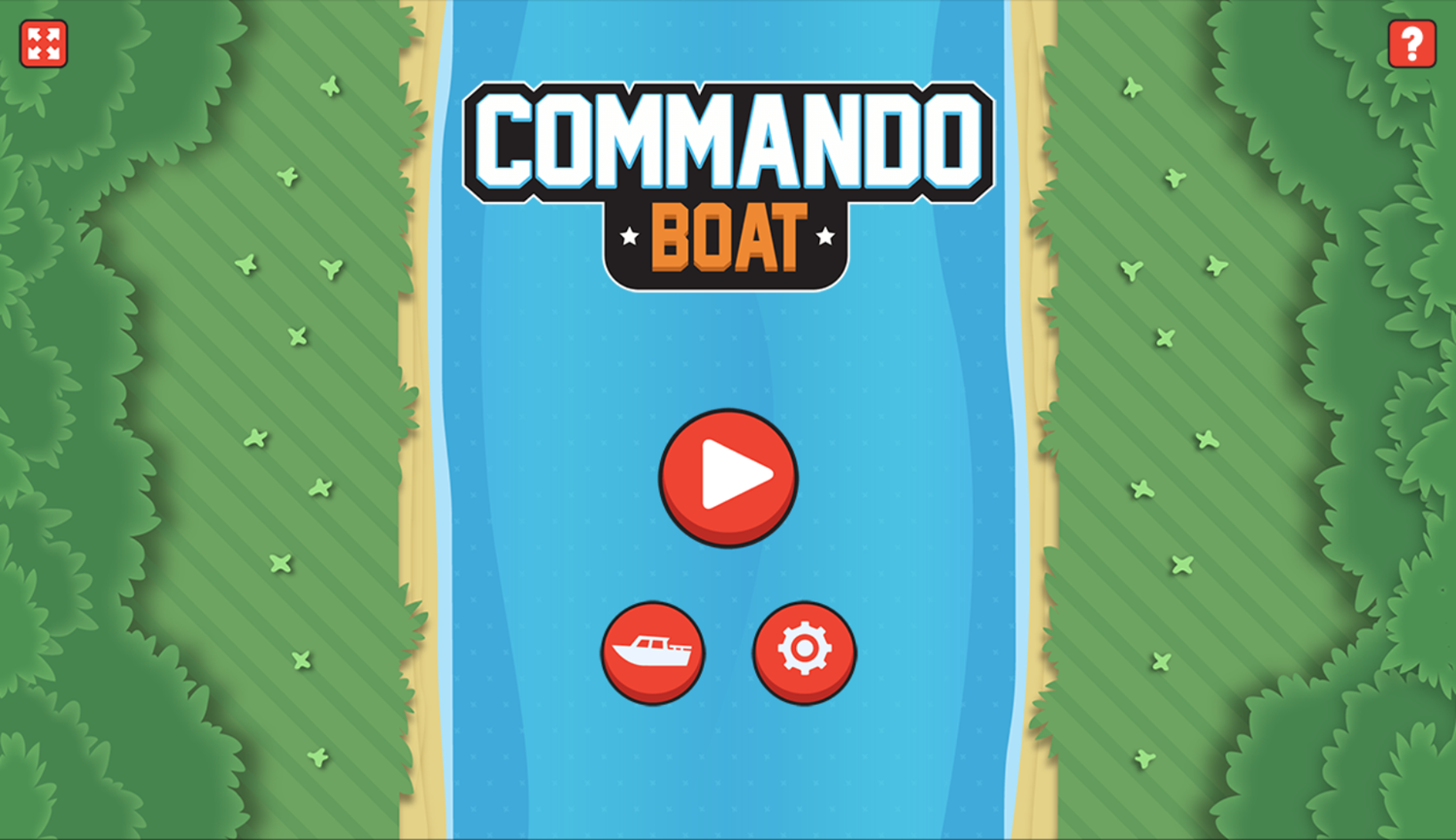 Commando Boat Game Welcome Screen Screenshot.