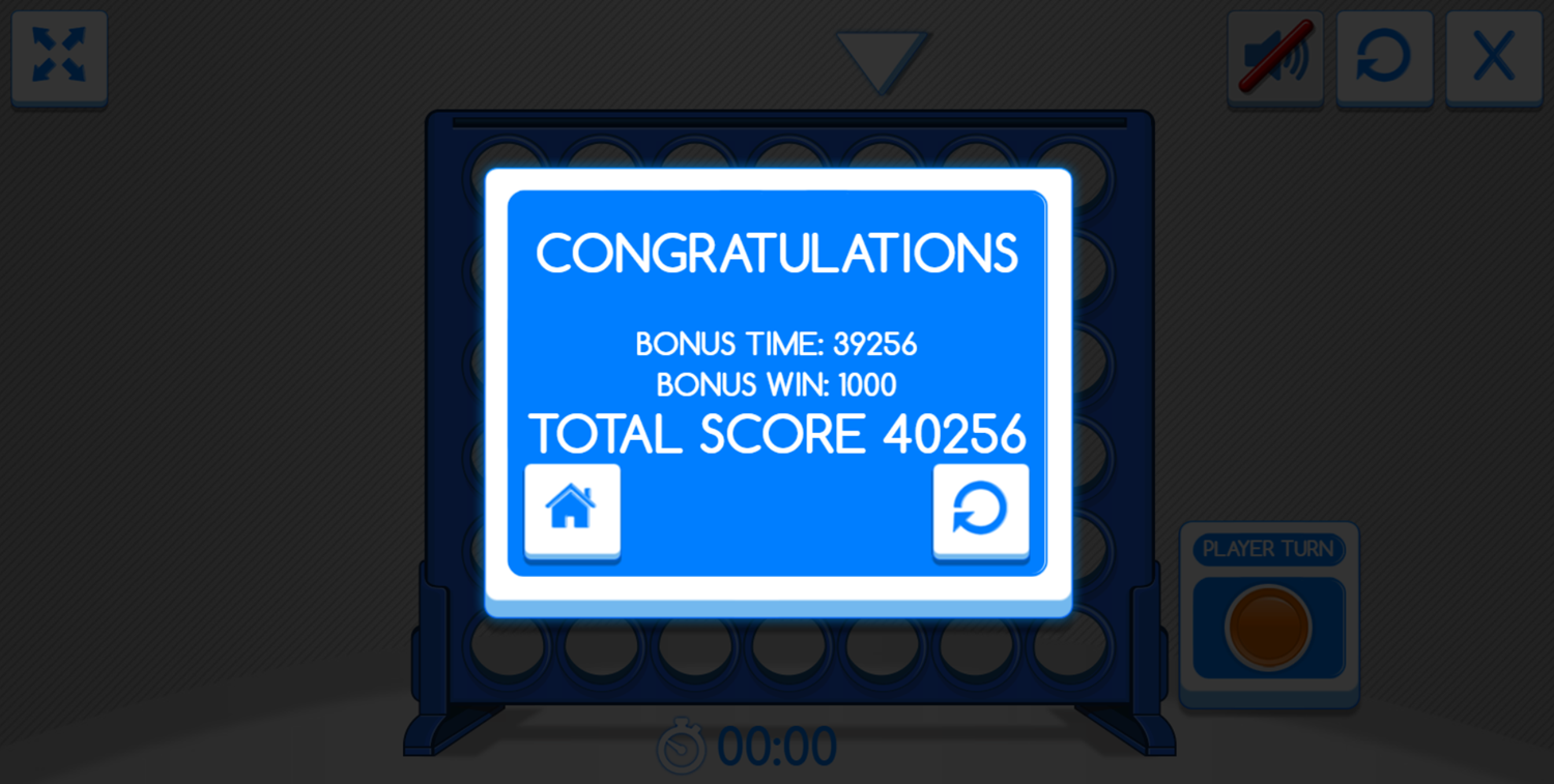 Connect 4 Game Congratulations Screenshot.