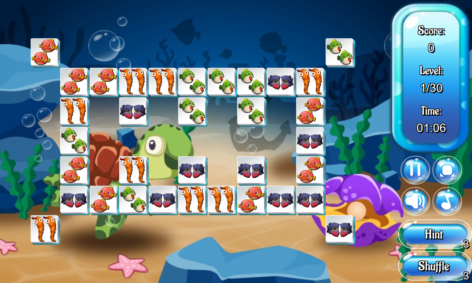 Connect Fish Game Level Start Screenshot.