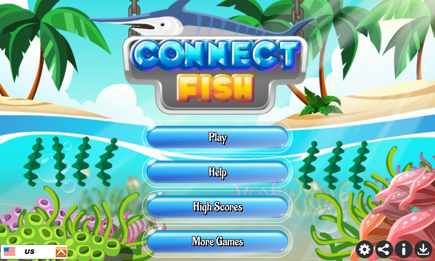 Connect Fish Game Welcome Screen Screenshot.