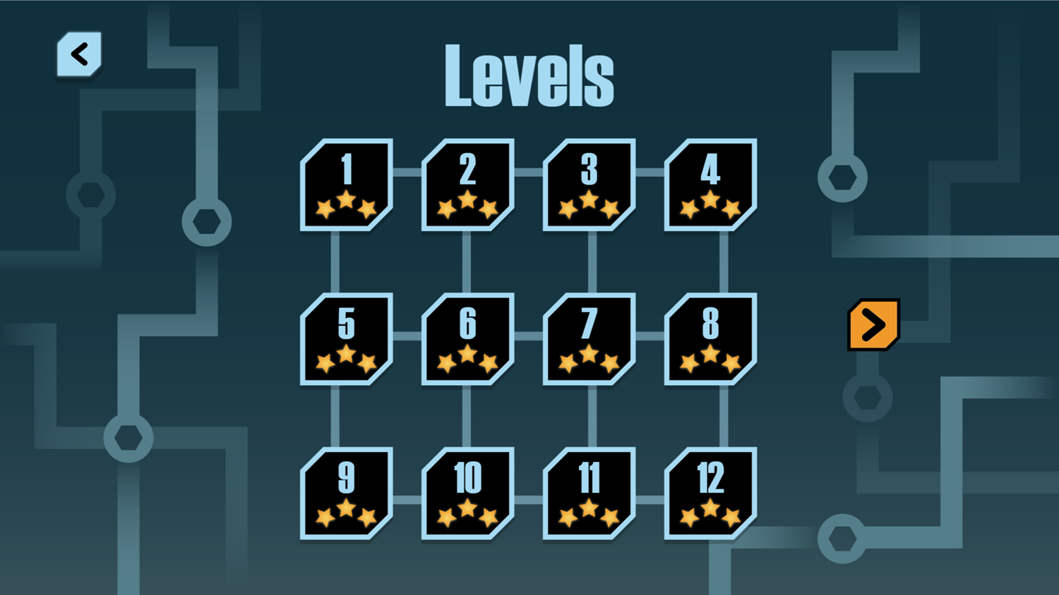 Connect The Microchip Game Level Select Screen Screenshot.