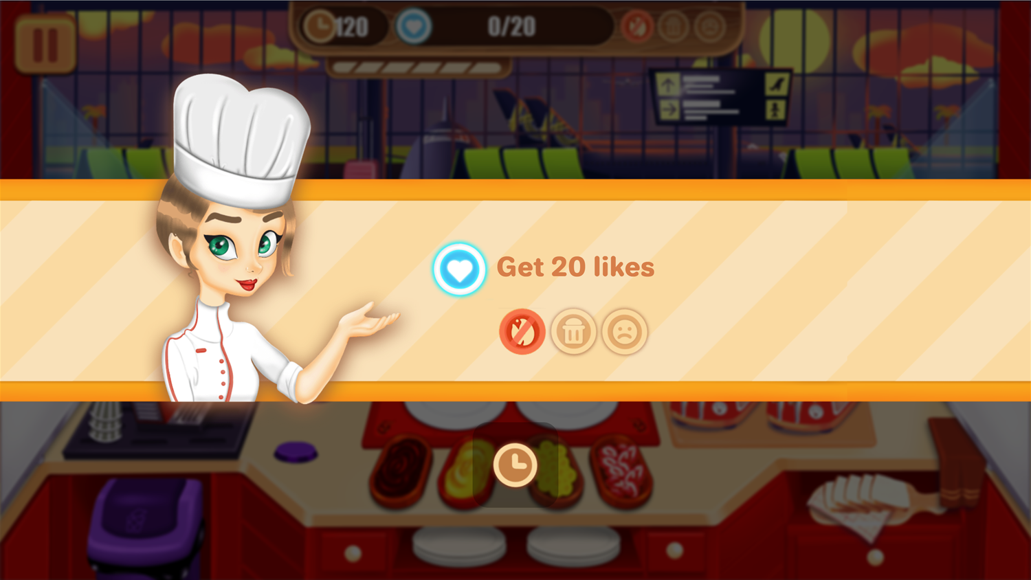 Cooking Fever Game Final Level Goal Screen Screenshot.