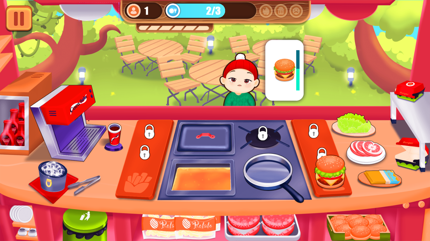 Cooking Fever Game Level Progress Screenshot.