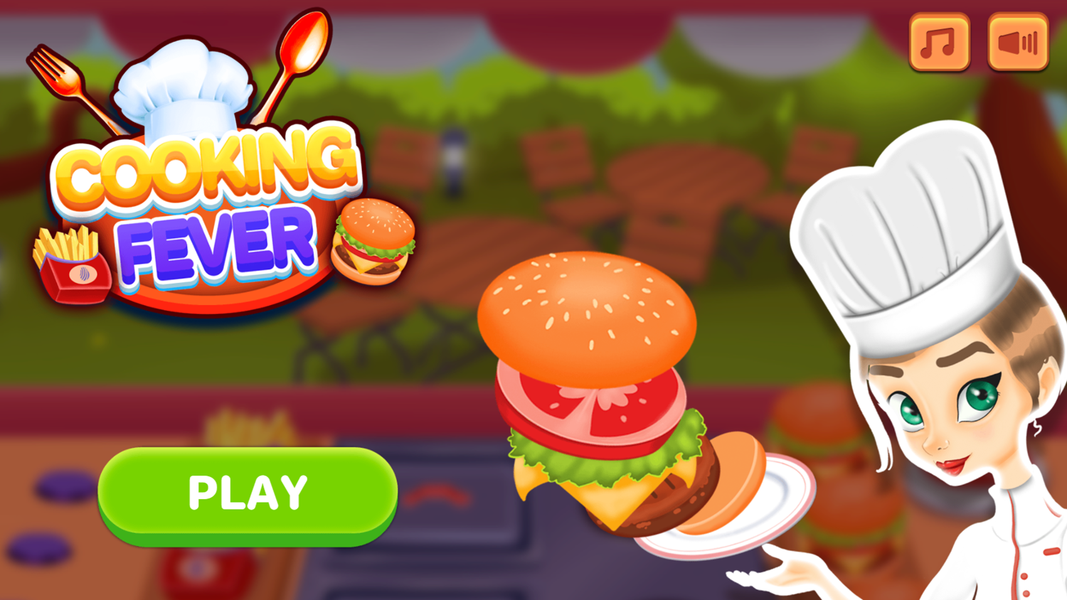 Cooking Fever Game Welcome Screen Screenshot.