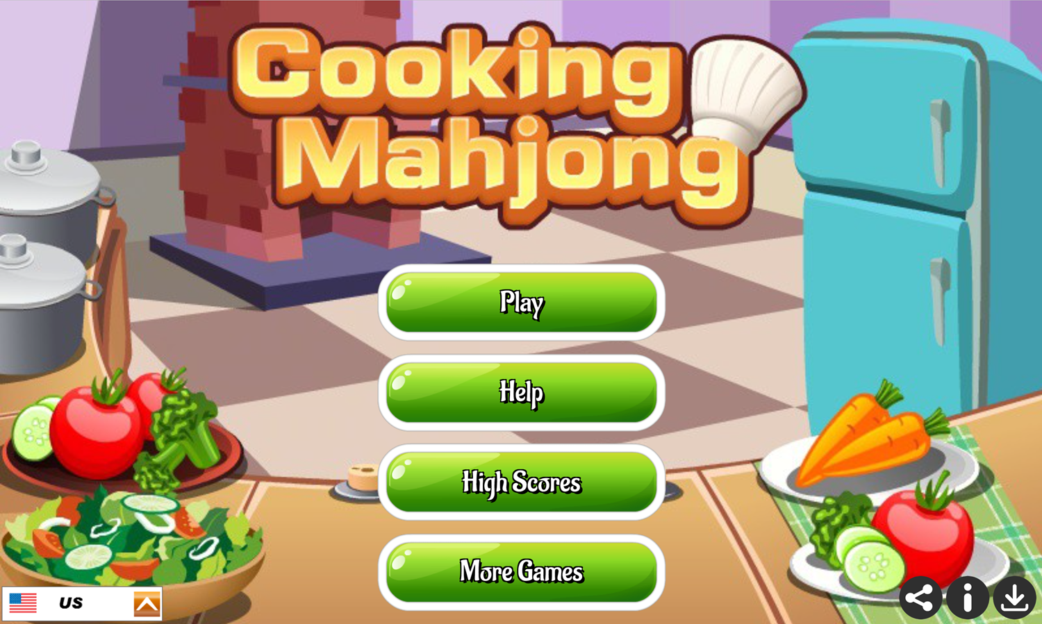 Cooking Mahjong Game Welcome Screen Screenshot.
