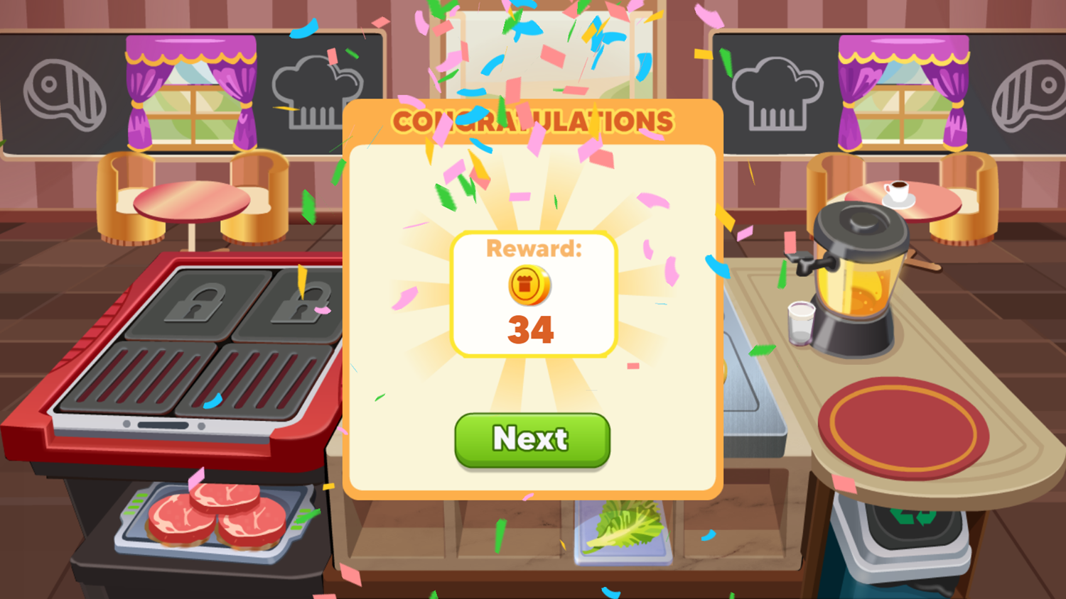 Cooking Street Game Level Complete Screenshot.
