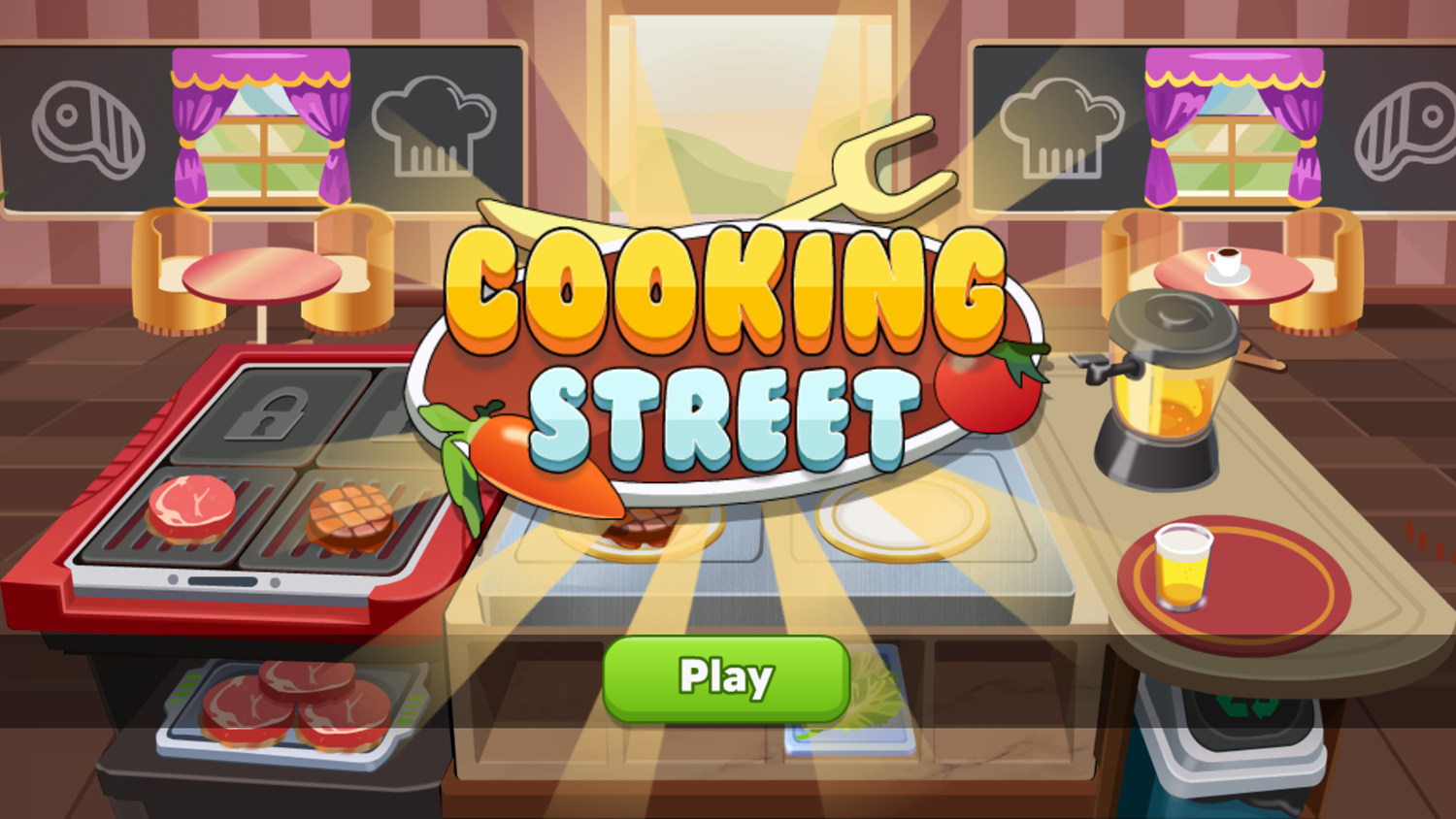 Cooking Street Game Welcome Screen Screenshot.