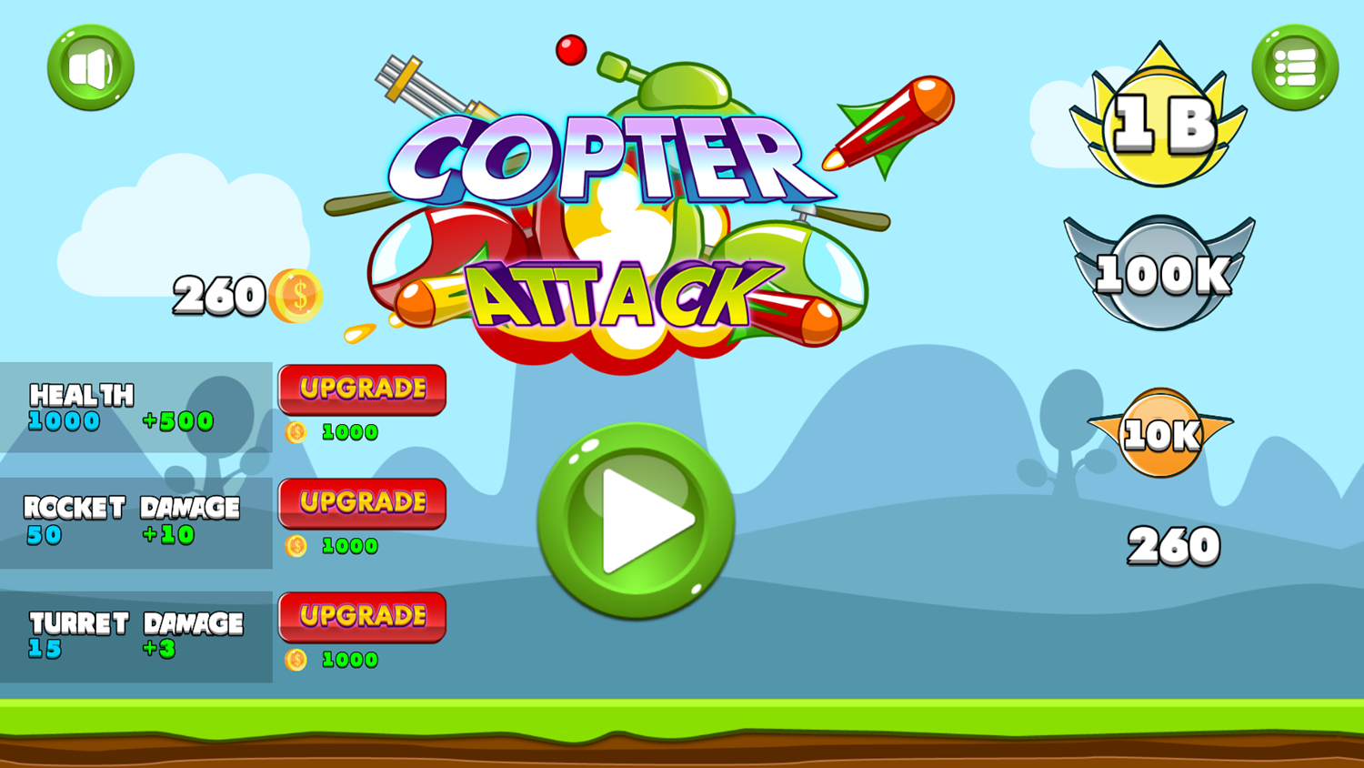 Copter Attack Game Over Screenshot.