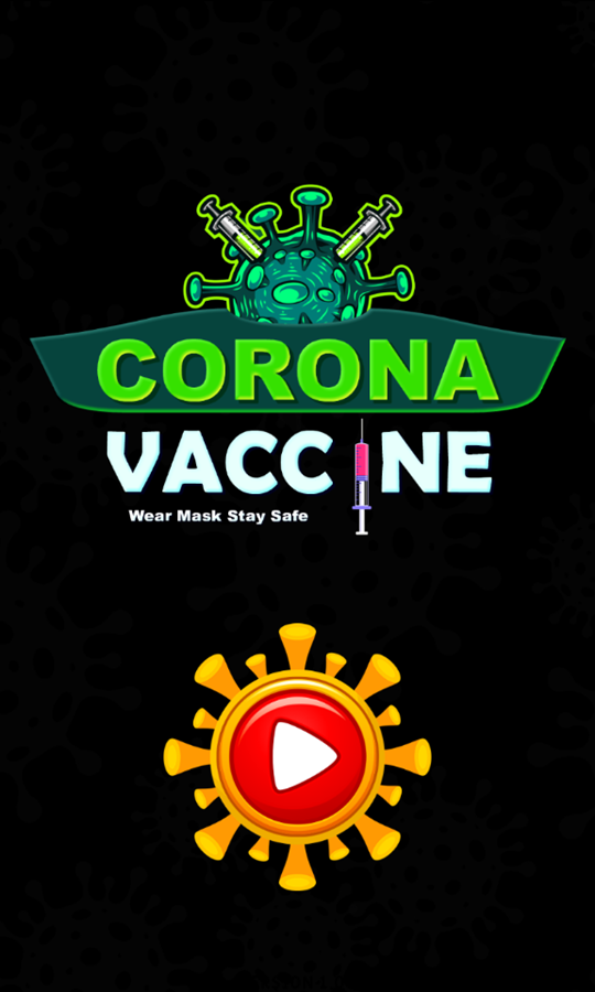 Corona Vaccine Game Welcome Screen Screenshot.