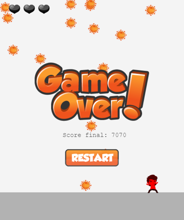 Corona Virus Game Over Screenshot.
