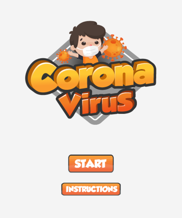 Corona Virus Game Welcome Screen Screenshot.