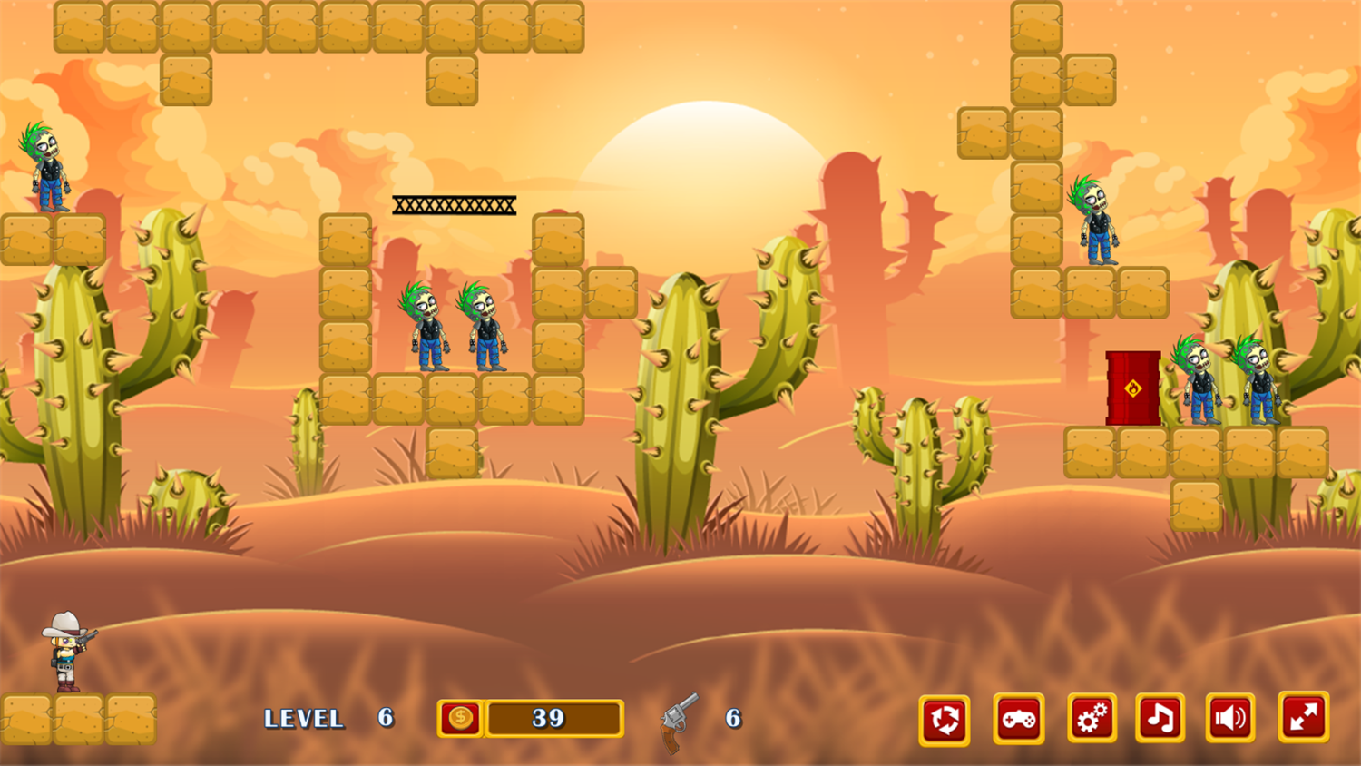 Cowgirl Shoot Zombies Game Level Challenge Screenshot.