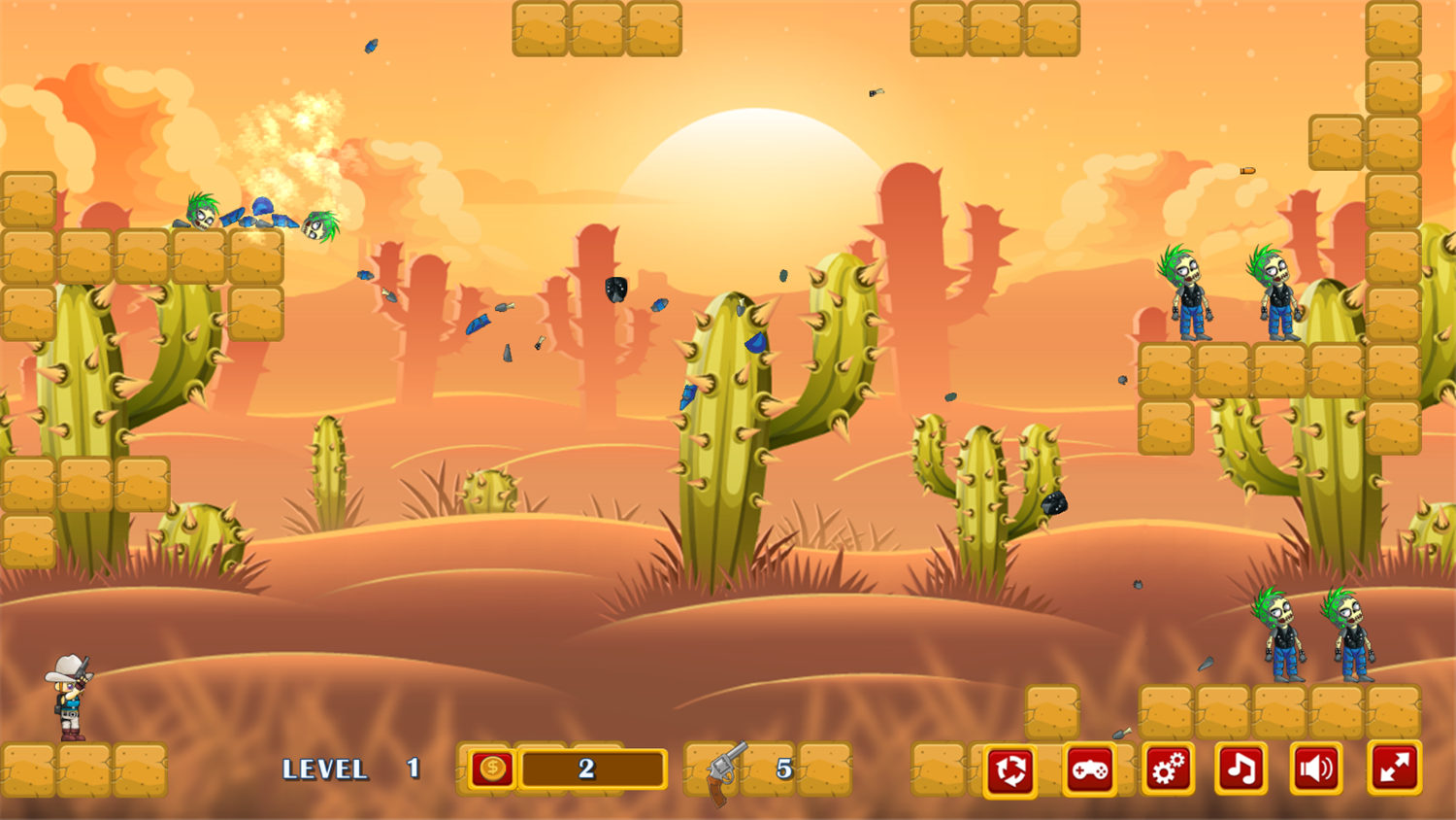 Cowgirl Shoot Zombies Game Level Play Screenshot.