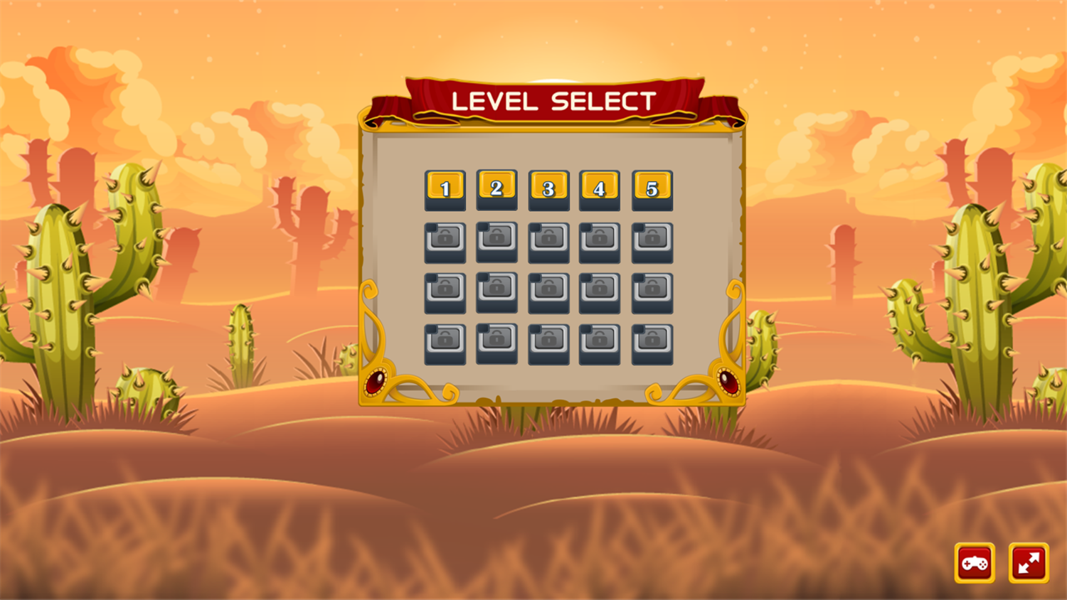 Cowgirl Shoot Zombies Game Level Select Screenshot.