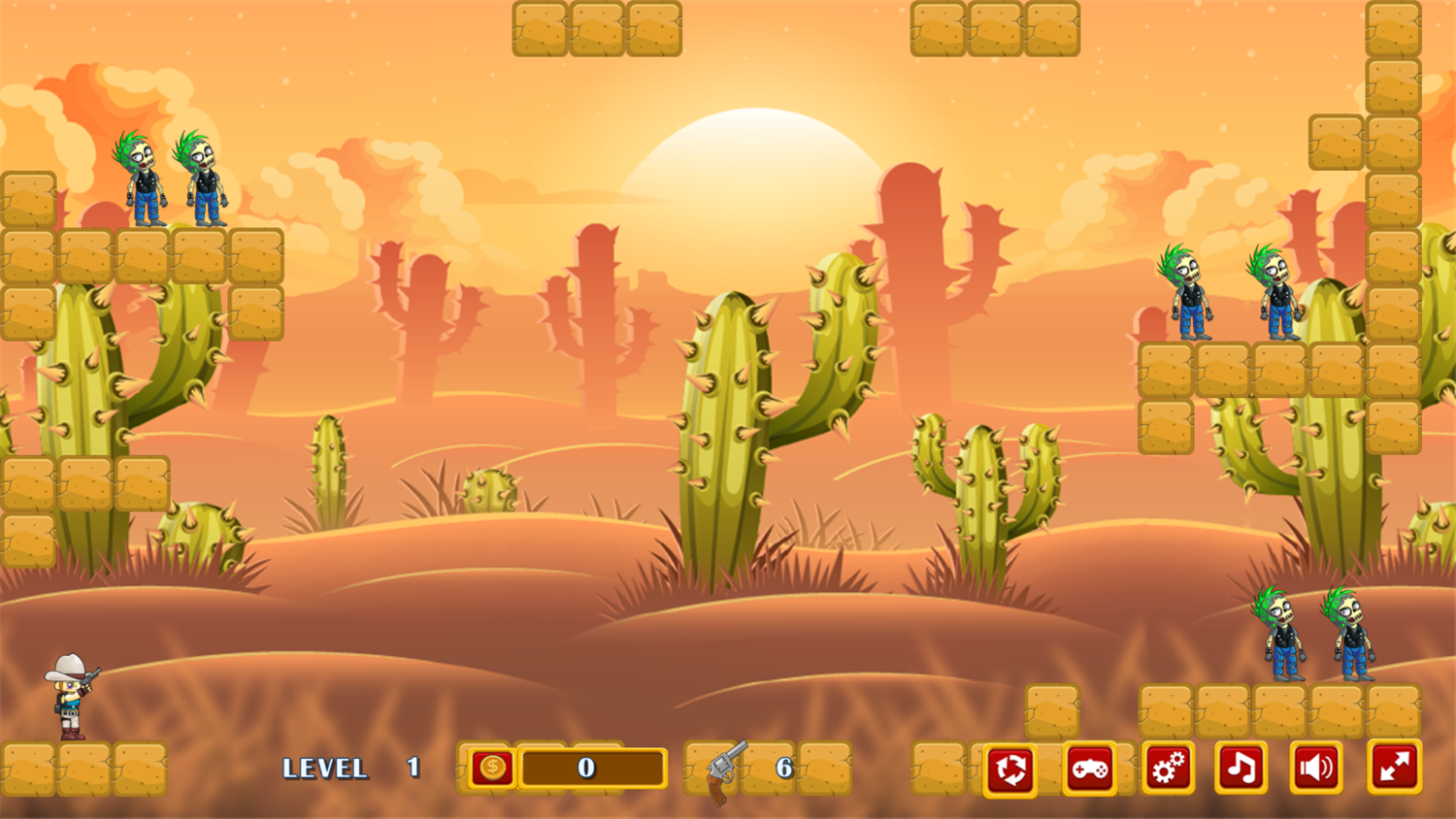 Cowgirl Shoot Zombies Game Level Start Screenshot.