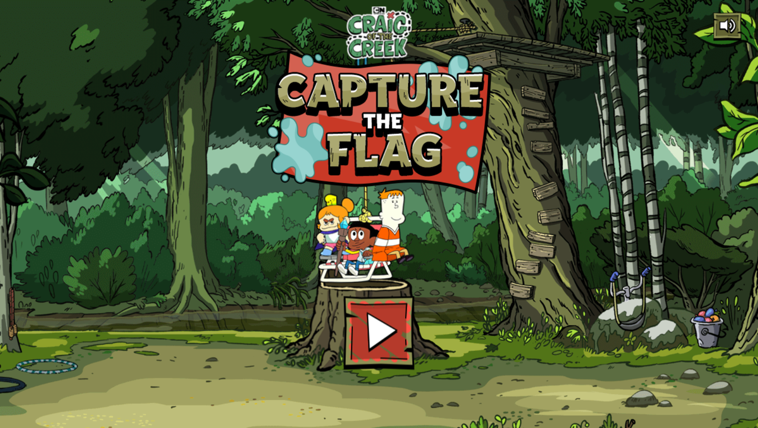 Craig of the Creek Capture the Flag Game Welcome Screen Screenshot.