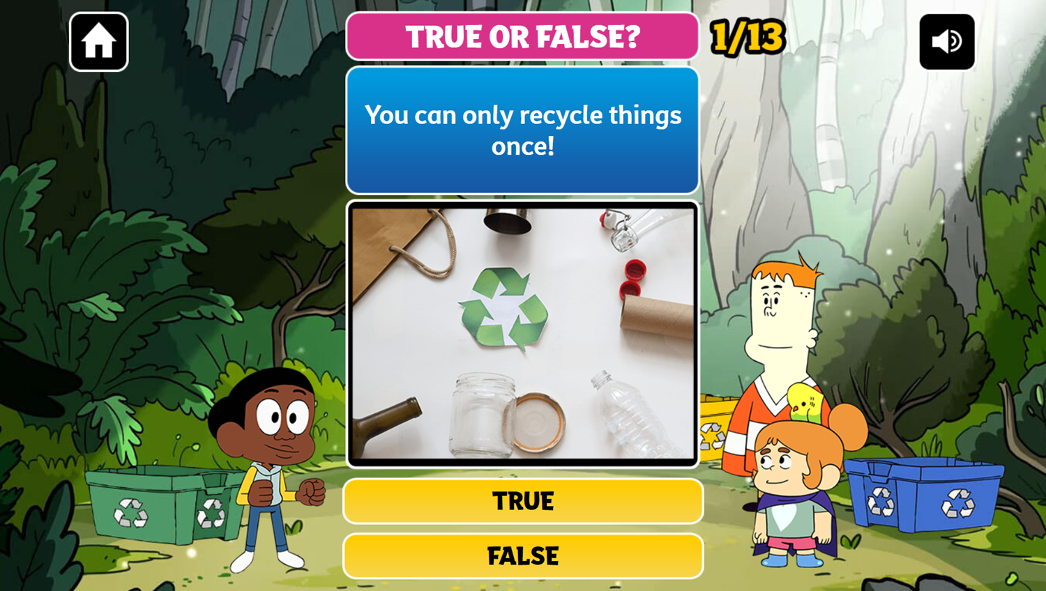 Craig of the Creek Recycling Mythbusters Game Question Screenshot.