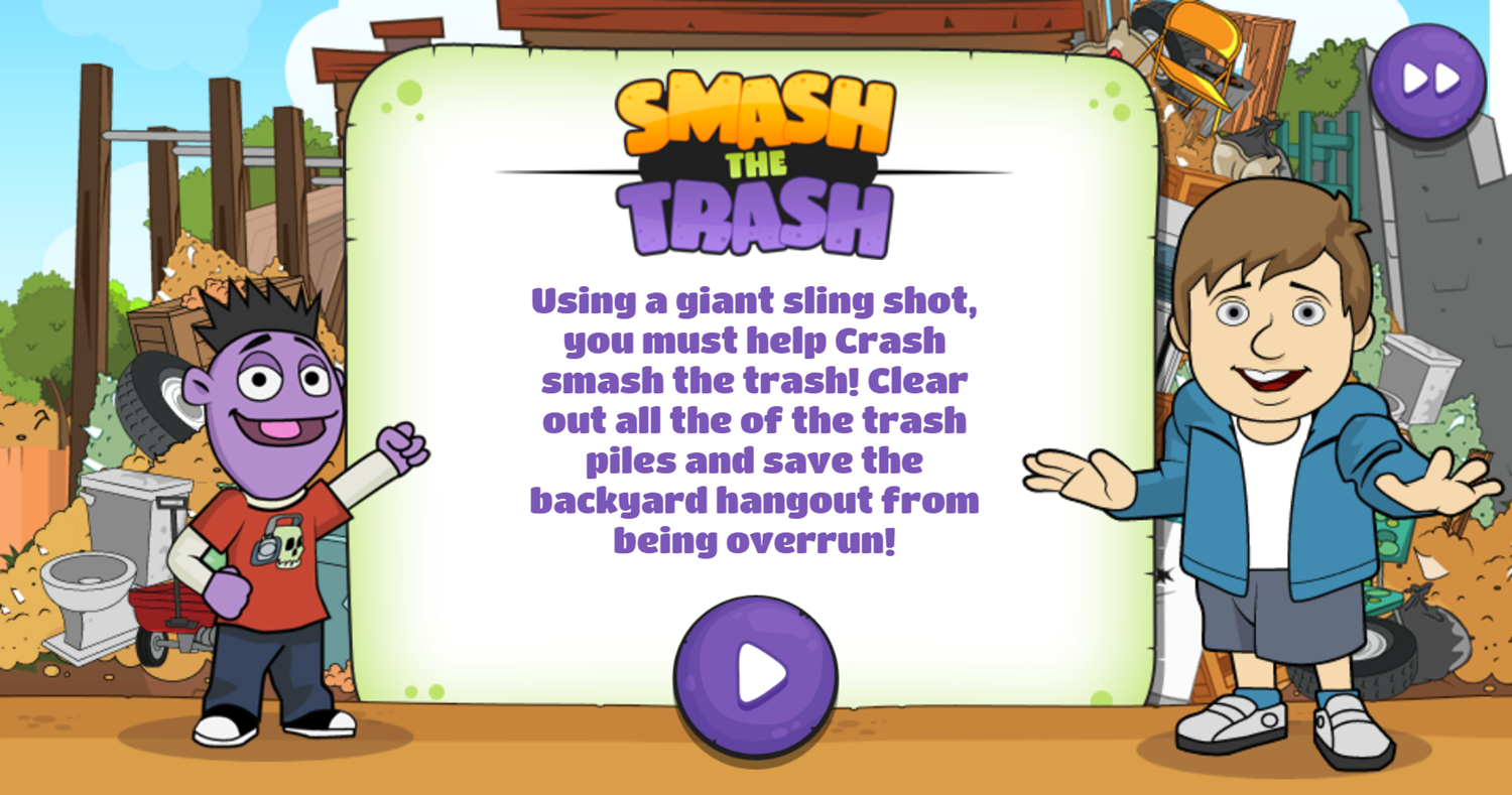 Crash & Bernstein Smash The Trash Game Intro Screenshot.