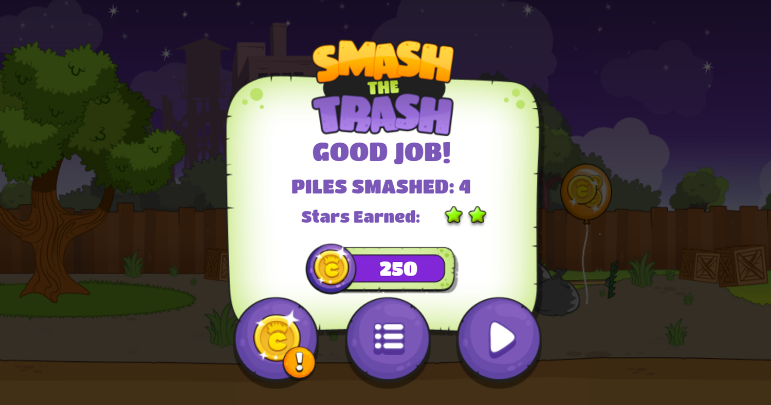 Crash & Bernstein Smash The Trash Game Score Screenshot.