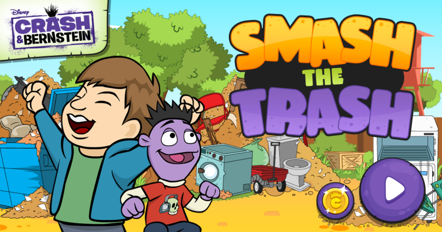 Crash & Bernstein Smash The Trash Game Welcome Screen Screenshot.