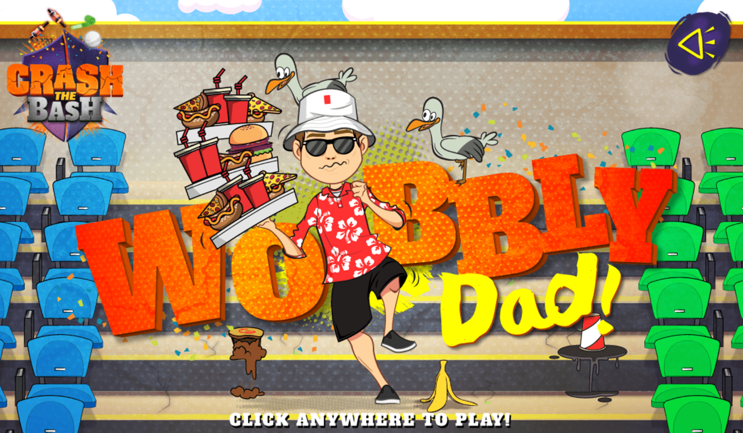 Crash the Bash Wobbly Dad Game Welcome Screen Screenshot.