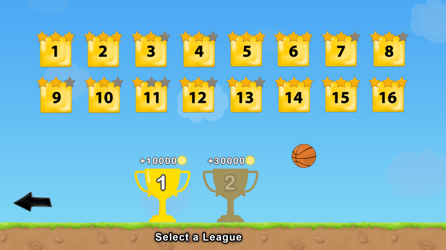 Crazy Baskets Game League Select Screen Screenshot.