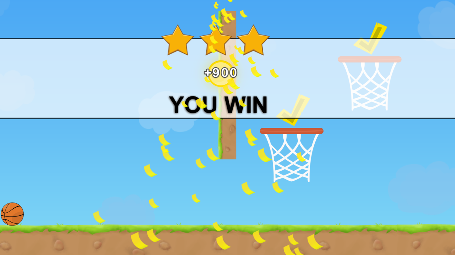 Crazy Baskets Game Level Beat Screen Screenshot.