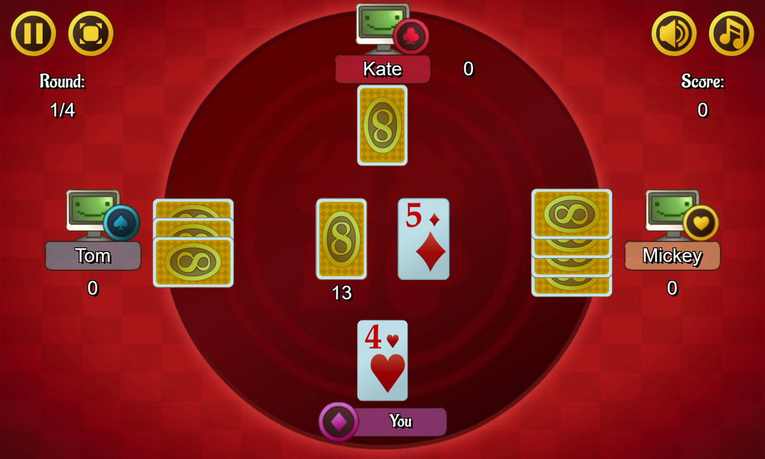 Crazy Eights Game Play Screenshot.