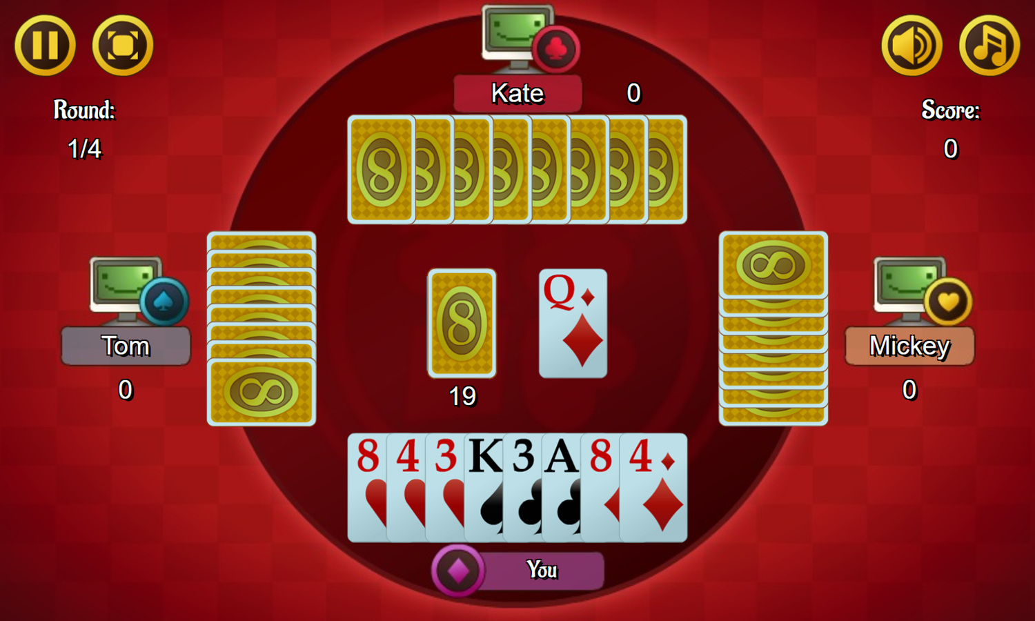 Crazy Eights Game Start Screenshot.