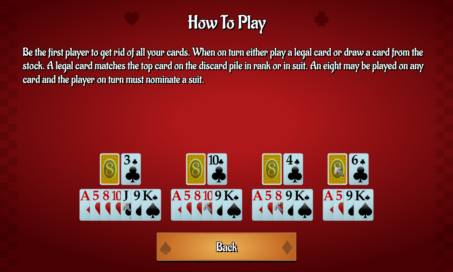 Crazy Eights Game How To Play Screenshot.