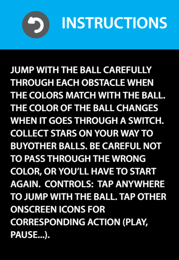 Crazy Switch Color Game Instructions Screenshot.