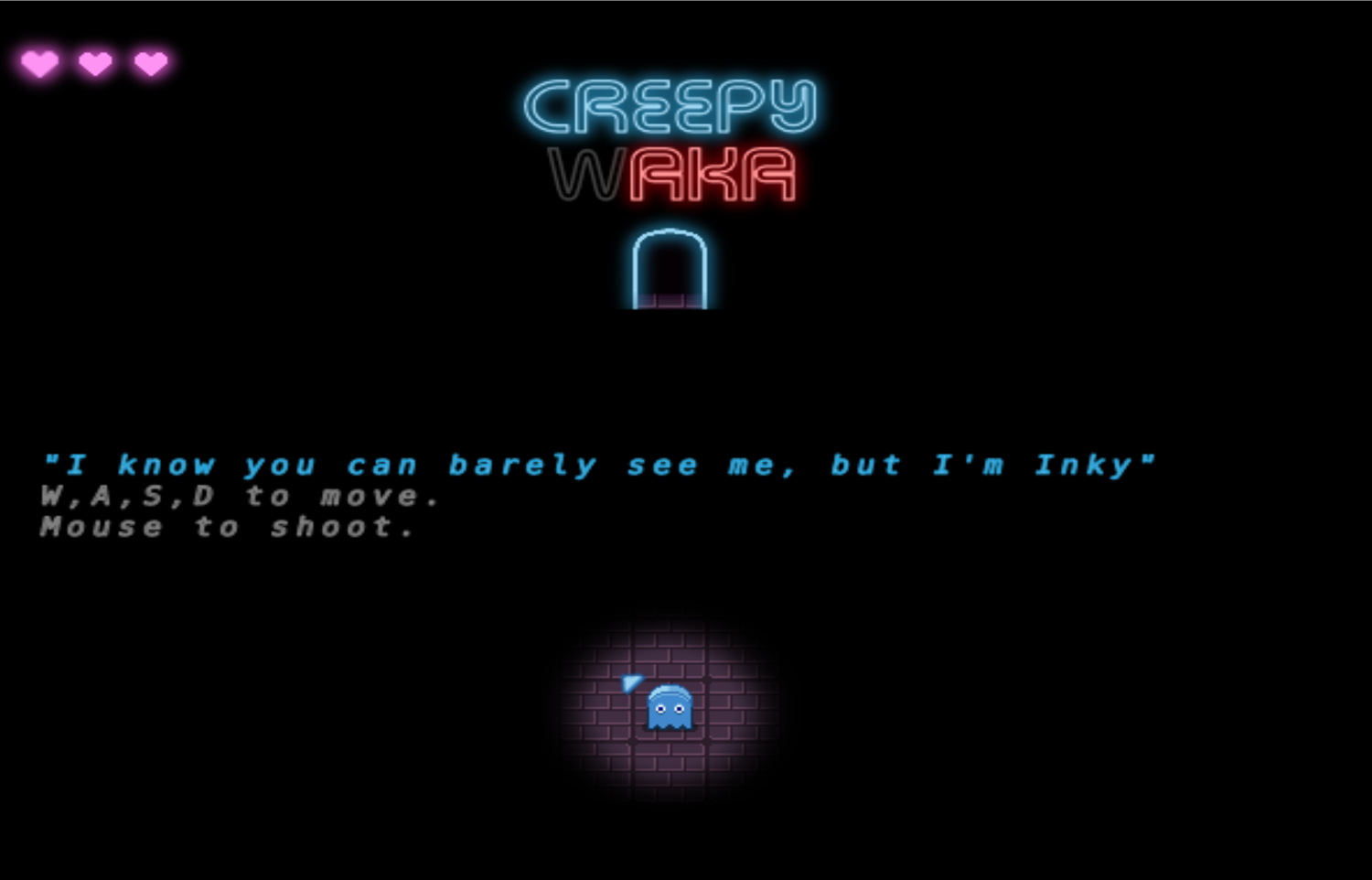 Creepy Waka Game Welcome Screen Screenshot.
